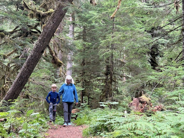 Orion and Mom amongst Old Growth Forest Elders