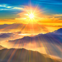 Women's nourishing qigong, spring sunrise in mountains