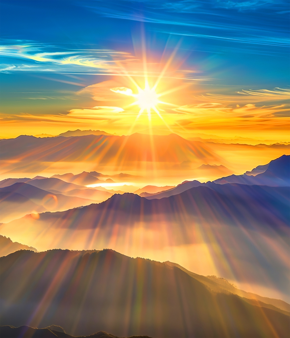 Women's nourishing qigong, spring sunrise in mountains